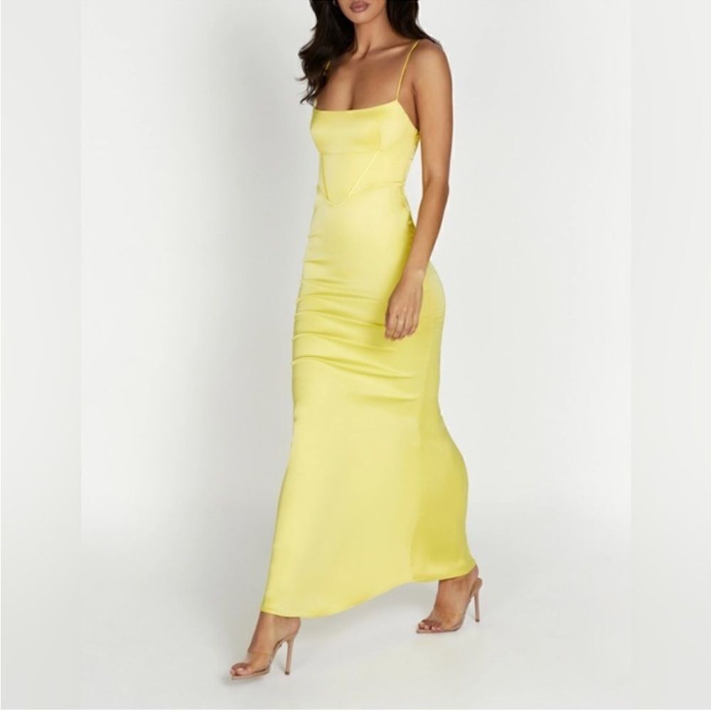 NWT Meshki Desirie Corset Maxi Dress Lemon XXS